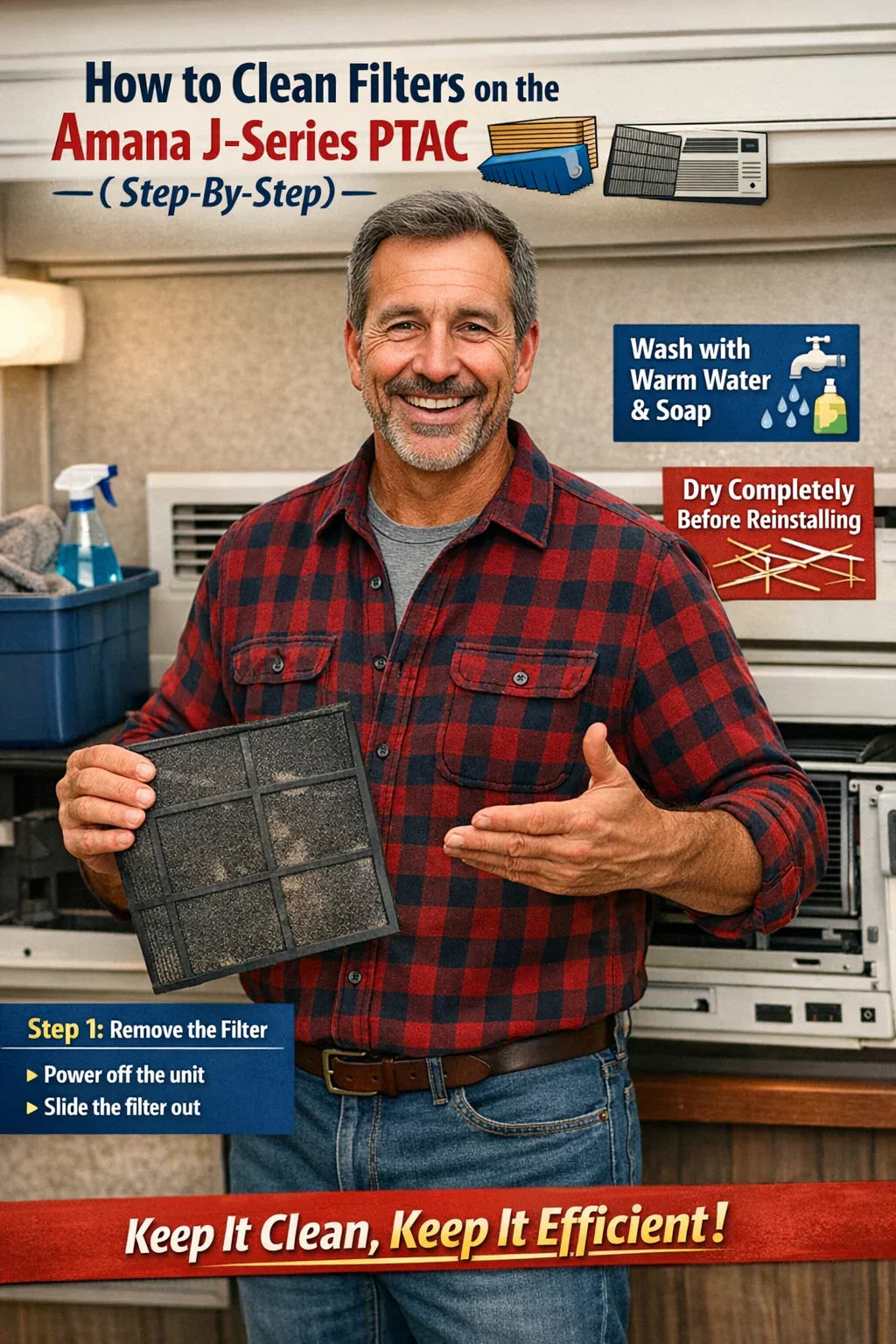 How to Clean Filters on the Amana J-Series PTAC (Step-by-Step)