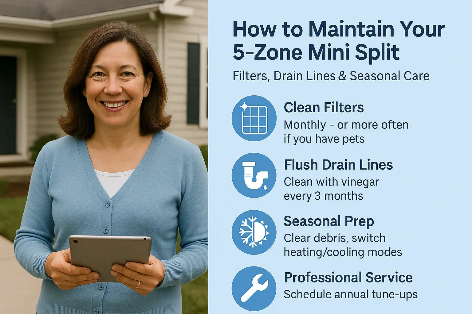 How to Maintain Your 5-Zone Mini Split: Filters, Drain Lines & Seasonal Care