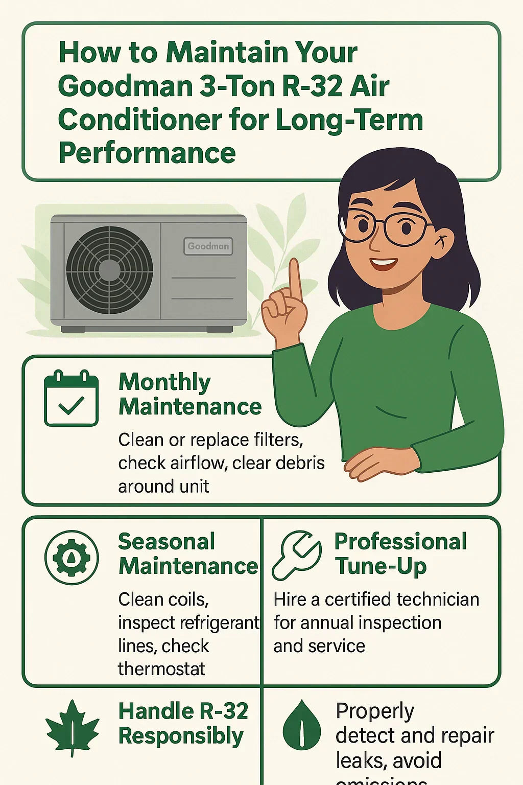 How to Maintain Your Goodman 3-Ton R-32 Air Conditioner for Long-Term Performance