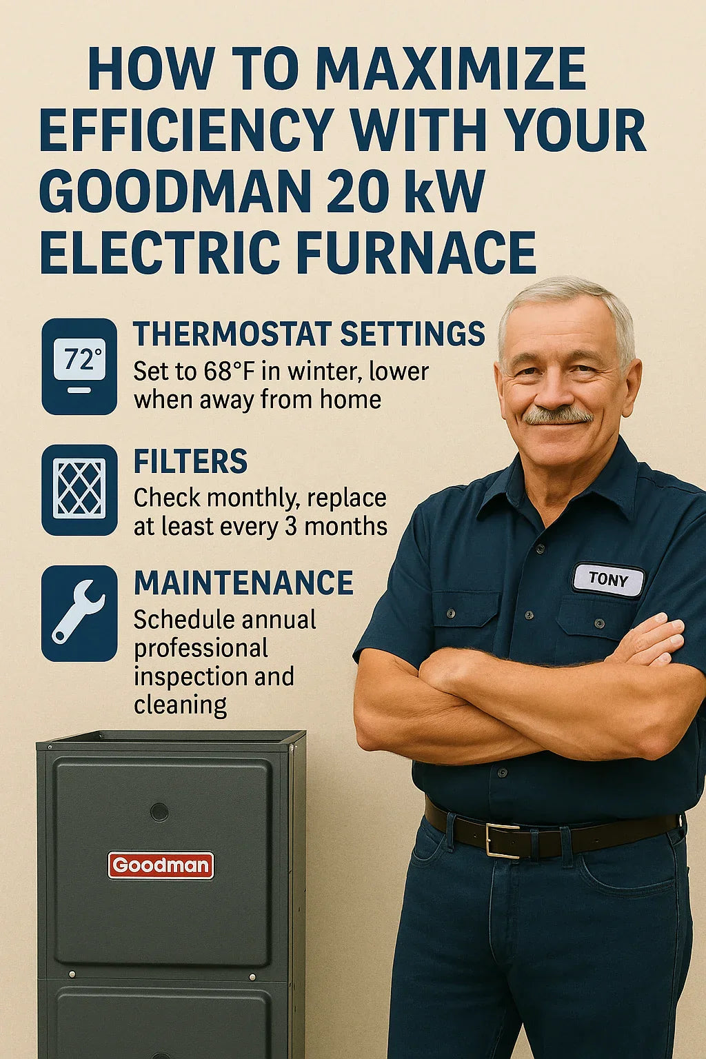 How to Maximize Efficiency with Your Goodman 20 kW Electric Furnace Thermostat Settings, Filters & Maintenance