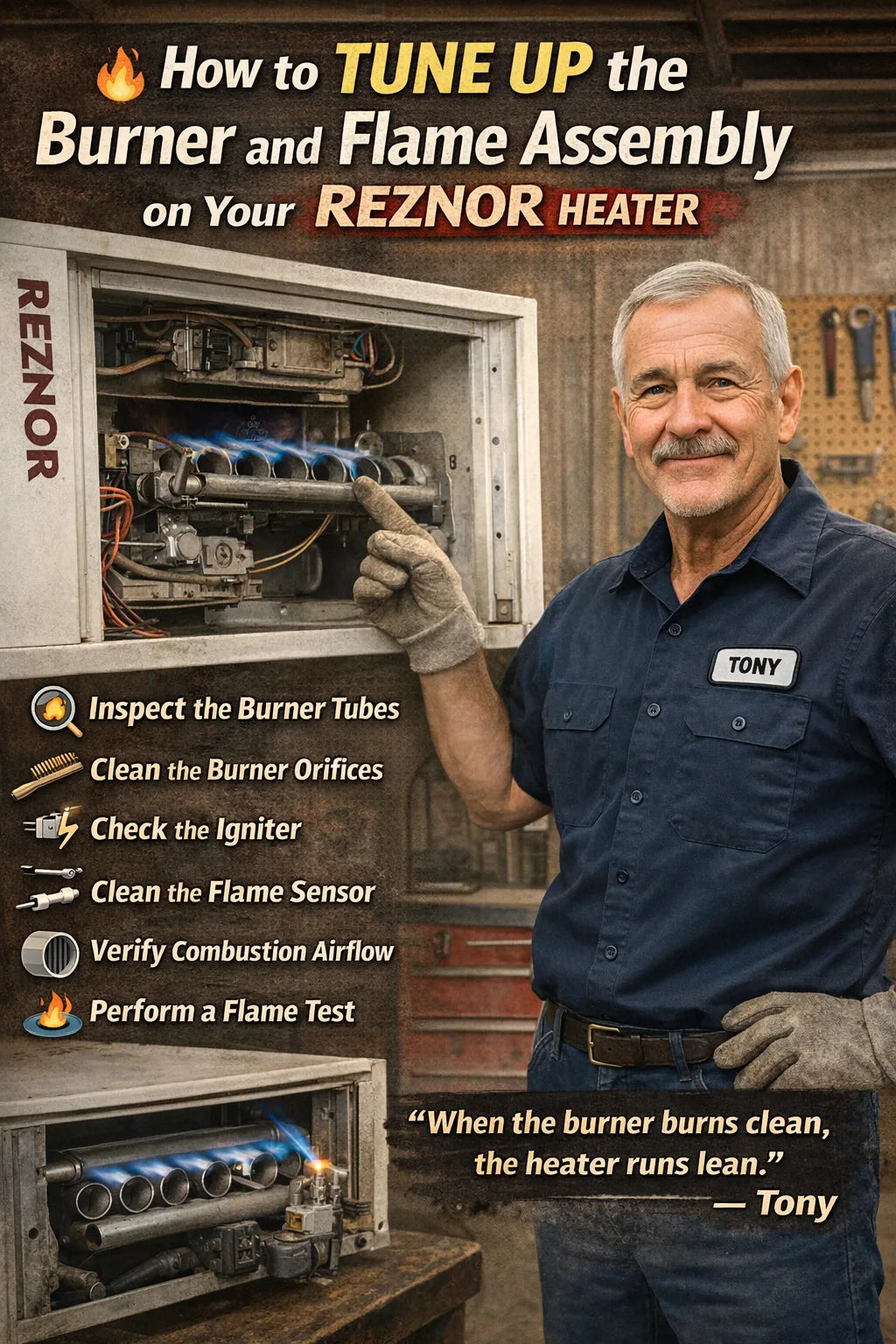 How to Tune Up the Burner and Flame Assembly on Your Reznor Heater