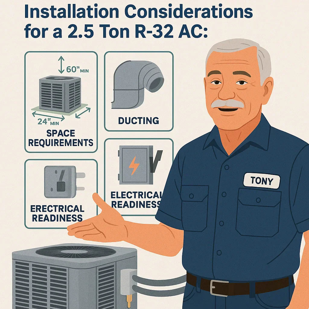 Installation Considerations for a 2.5 Ton R-32 AC Space, Ducting & Electrical Readiness