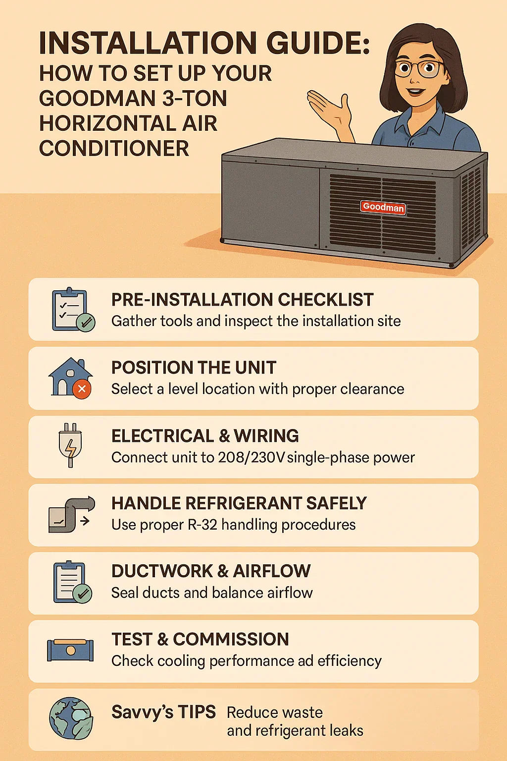 Installation Guide: How to Set Up Your Goodman 3-Ton Horizontal Air Conditioner
