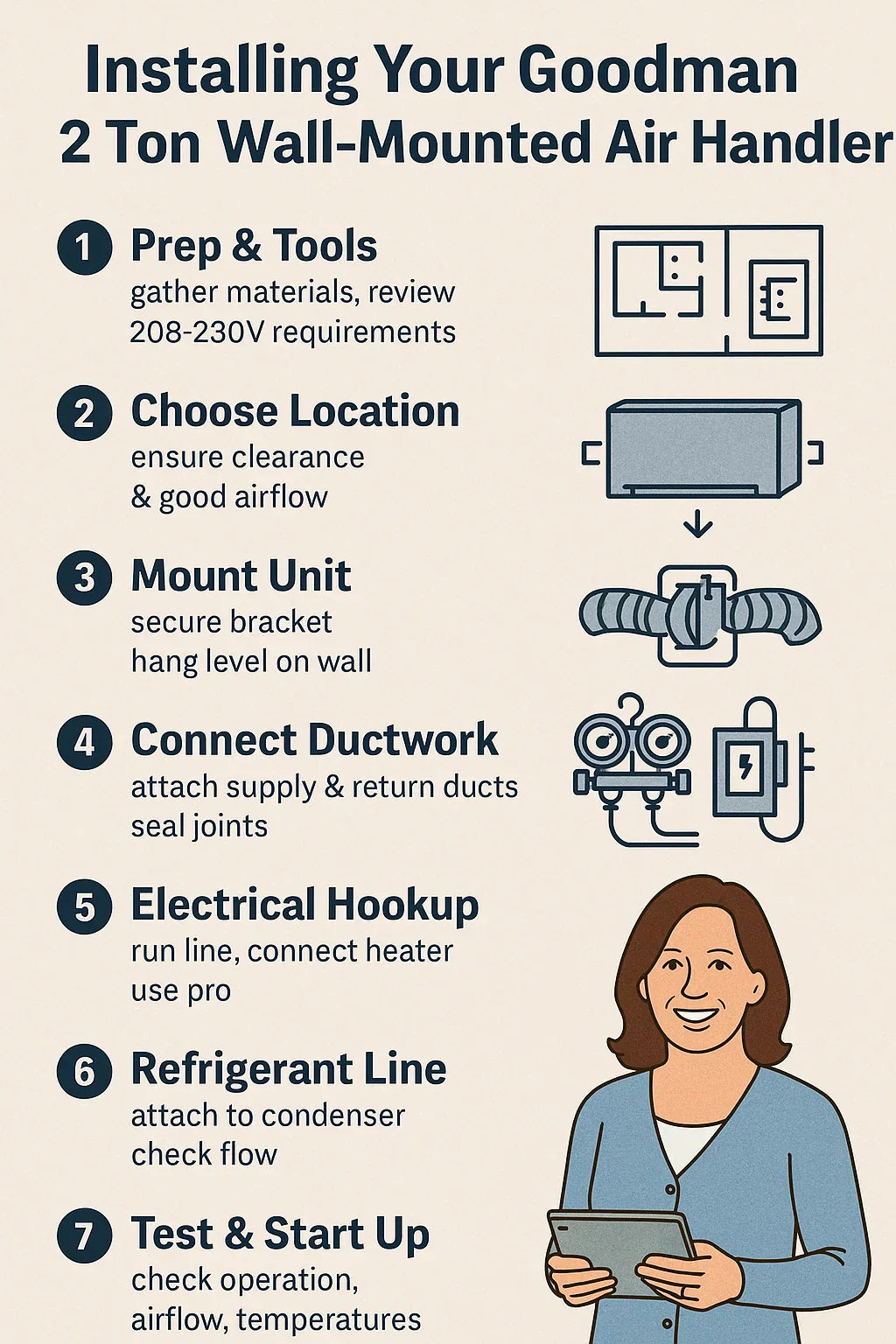 Installation Guide What Samantha Learned Putting in a 2 Ton Goodman Wall-Mounted Air Handler