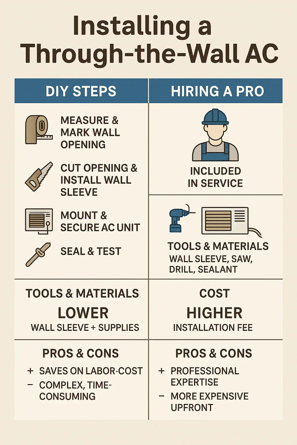 Installing a Through-the-Wall AC DIY Steps vs. Hiring a Pro