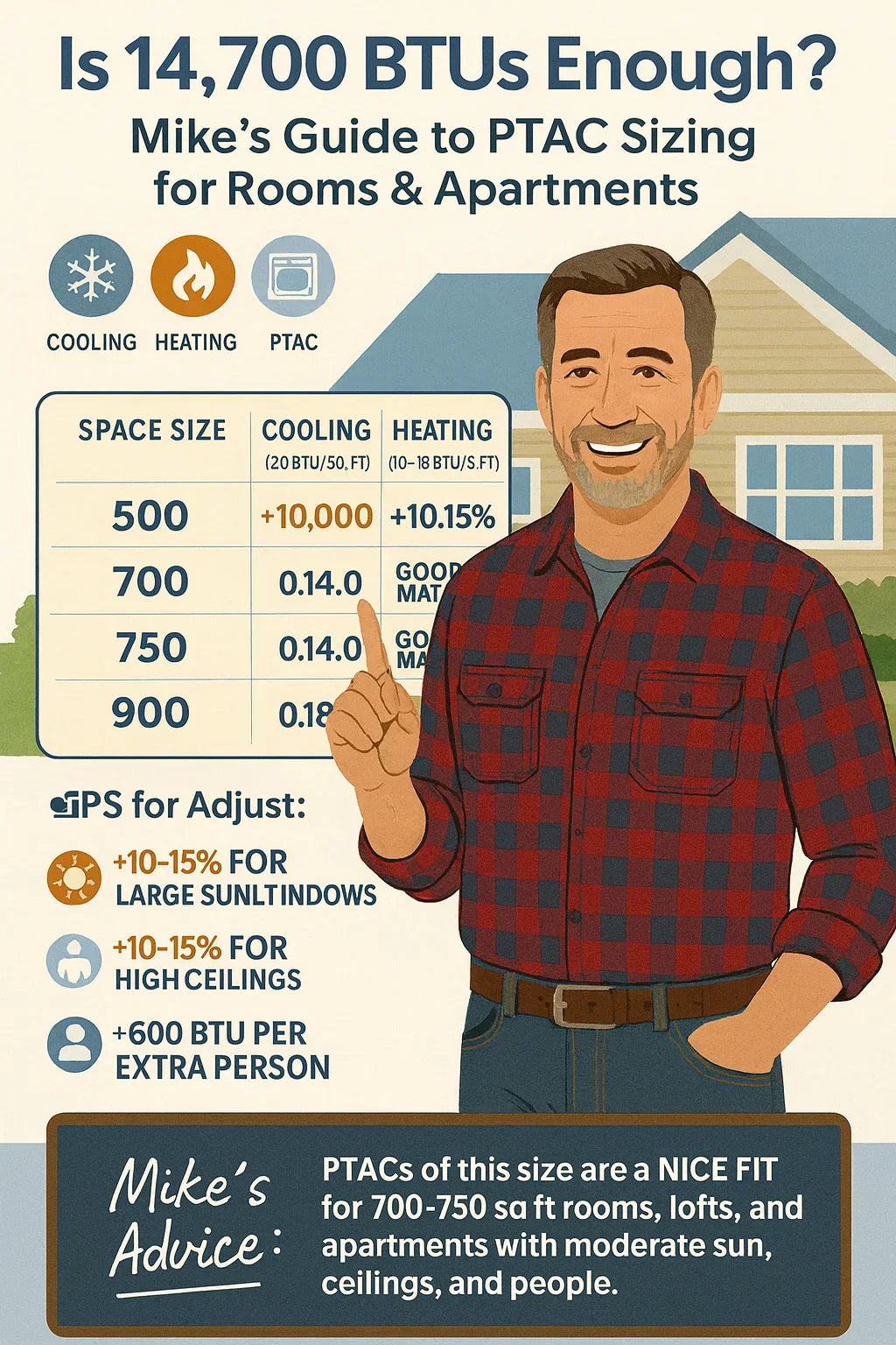 Is 14,700 BTUs Enough? Mike’s Guide to PTAC Sizing for Rooms & Apartments