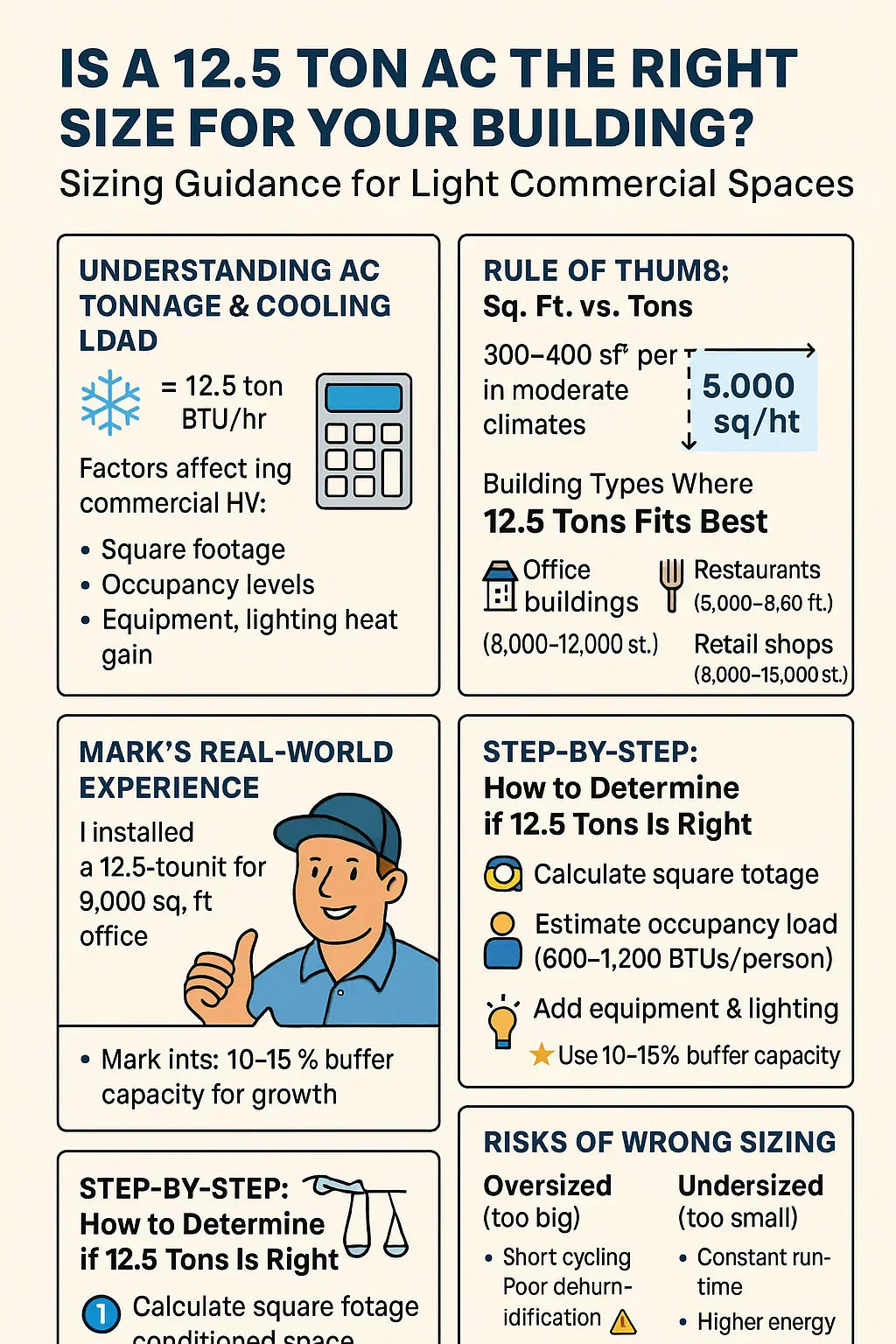 Is a 12.5 Ton AC the Right Size for Your Building? Sizing Guidance for Light Commercial Spaces