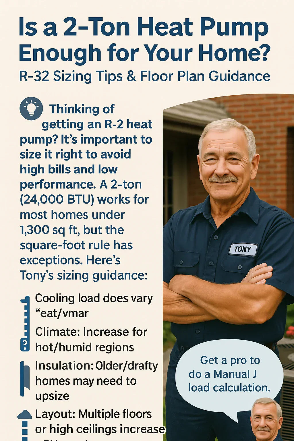 Is a 2-Ton Heat Pump Enough for Your Home? R-32 Sizing Tips & Floor Plan Guidance