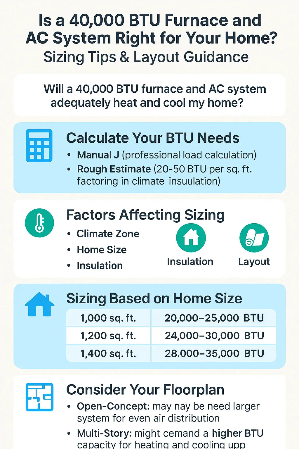 Is a 40,000 BTU Furnace and AC System Right for Your Home? Sizing Tips & Layout Guidance