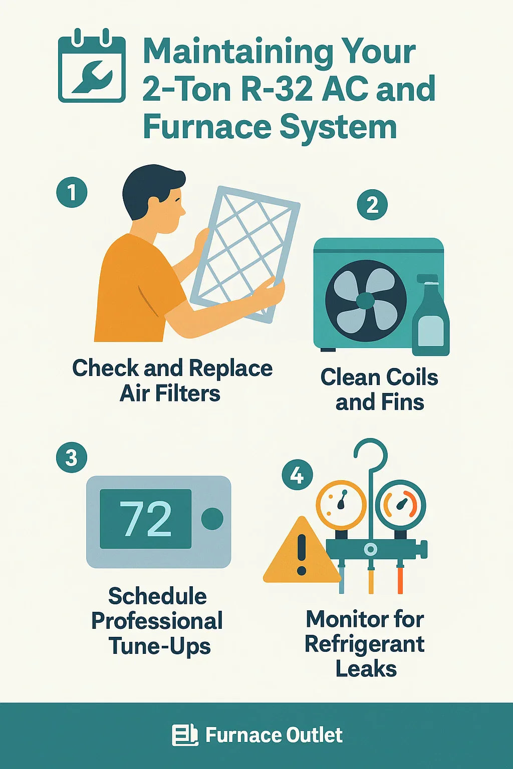 Maintaining Your 2-Ton R-32 AC and Furnace System for Long-Term Performance