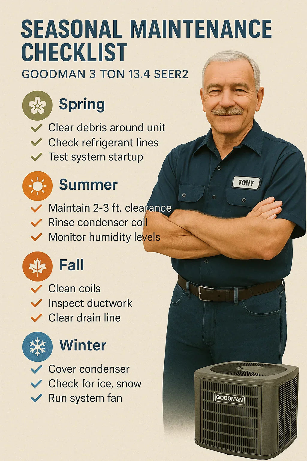 Maintenance Guide for the Goodman 3 Ton 13.4 SEER2 System