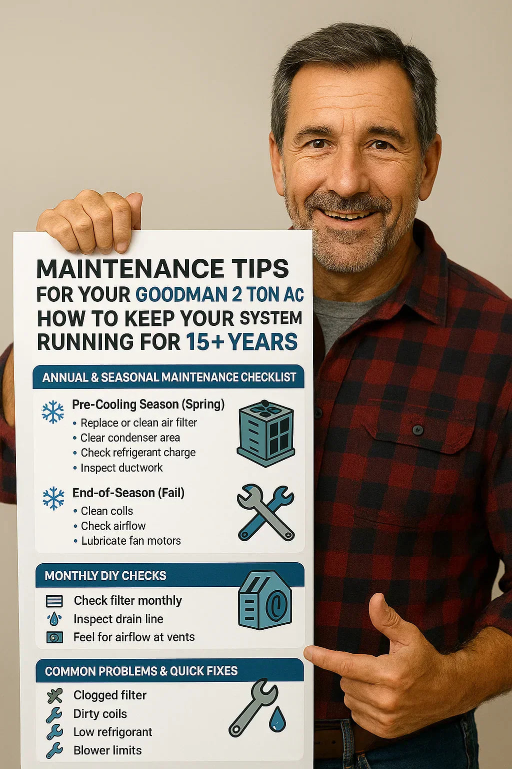 Maintenance Tips for Your Goodman 2 Ton AC: How to Keep Your System Running for 15+ Years, By Mike Sanders – The HVAC Guy Next Door