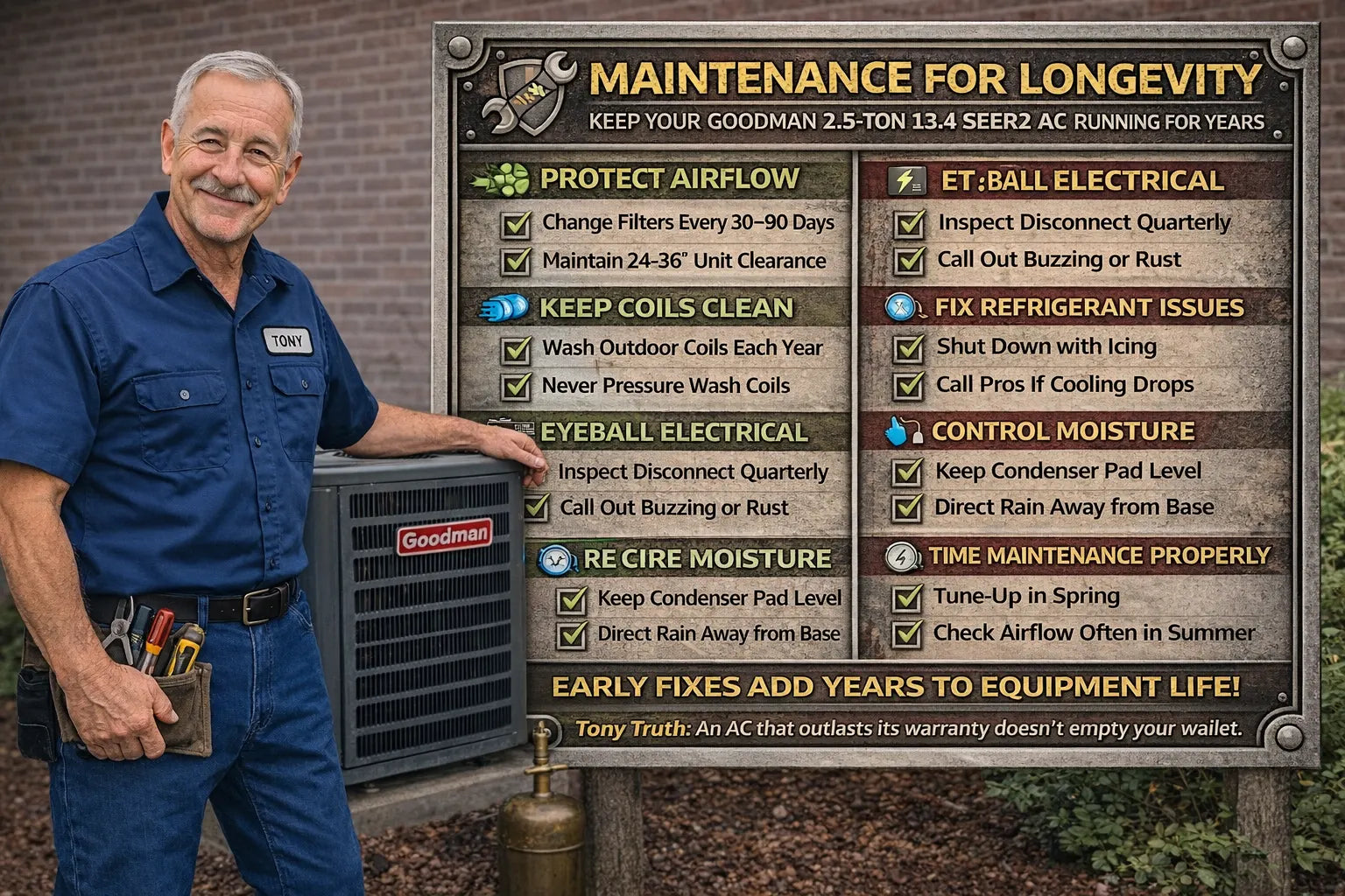 Maintenance for Longevity: How to Extend the Life of Your Goodman 2.5-Ton 13.4 SEER2 AC