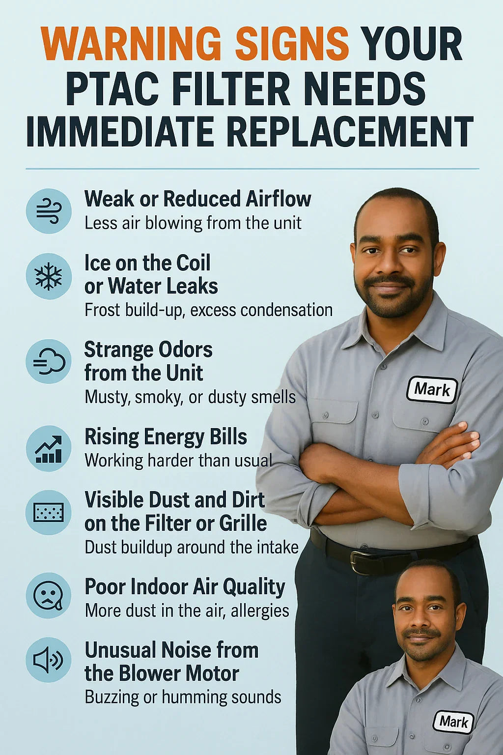 Mark highlights the warning signs Your PTAC Filter Needs Immediate Replacement