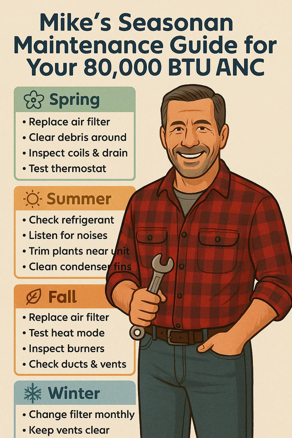 Mike’s Seasonal Maintenance Guide for Your 80,000 BTU Furnace & AC System