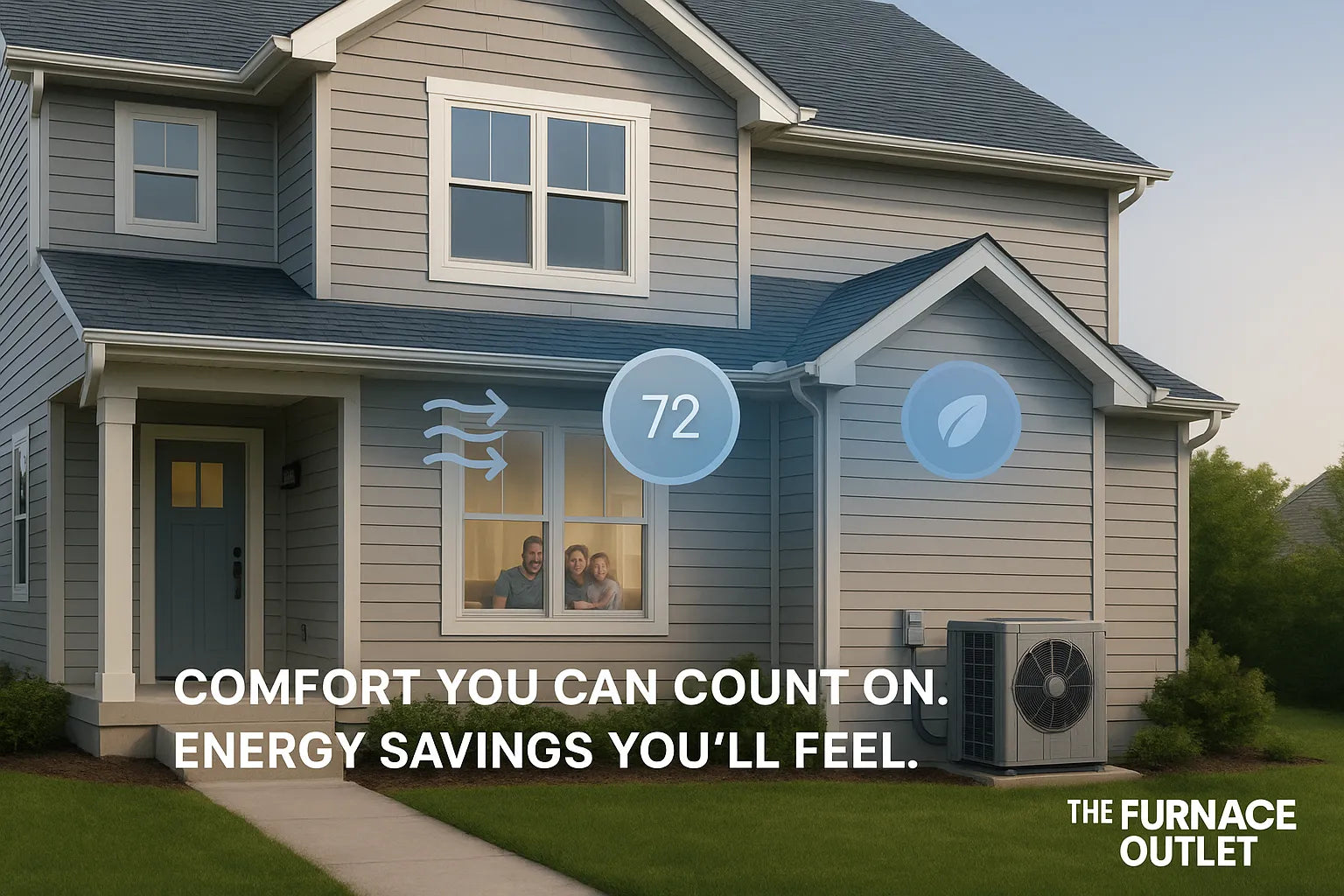 Modern U.S. home with HVAC system showing comfort, energy efficiency, and reliability from The Furnace Outlet.