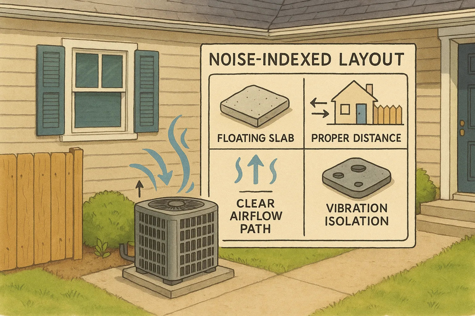 Noise-Indexed System Layout: Mike’s Quiet-Home Design Rules for 4-Ton AC Condensers