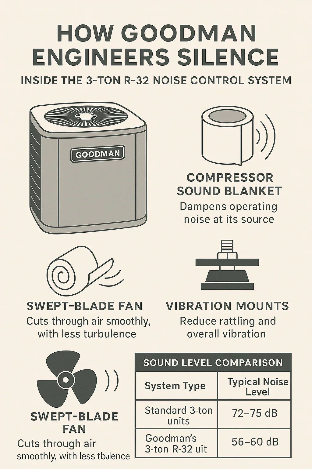 Noise Control Secrets — How Goodman Keeps 3-Ton Systems Quiet Without Losing Power