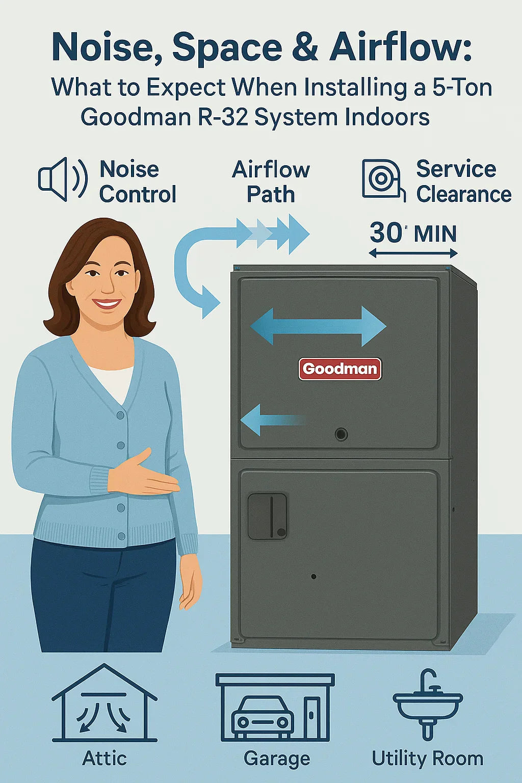 Noise, Space & Airflow What to Expect When Installing a 5-Ton System Indoors