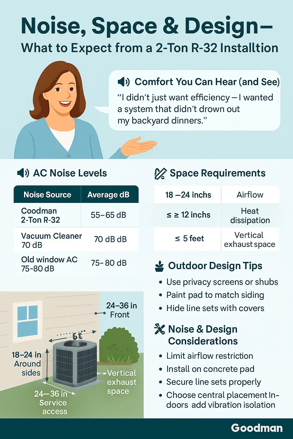 Noise, Space & Design — What to Expect from a 2-Ton R-32 Installation