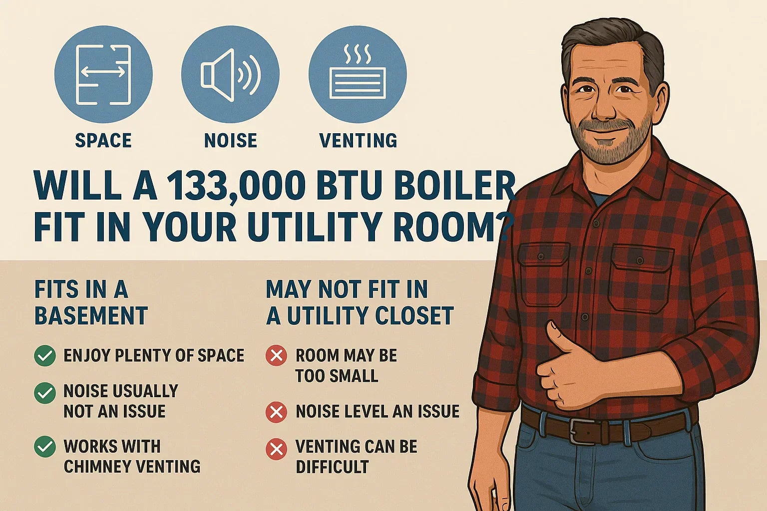 Noise, Space & Venting Will a 133,000 BTU Boiler Fit in Your Utility Room