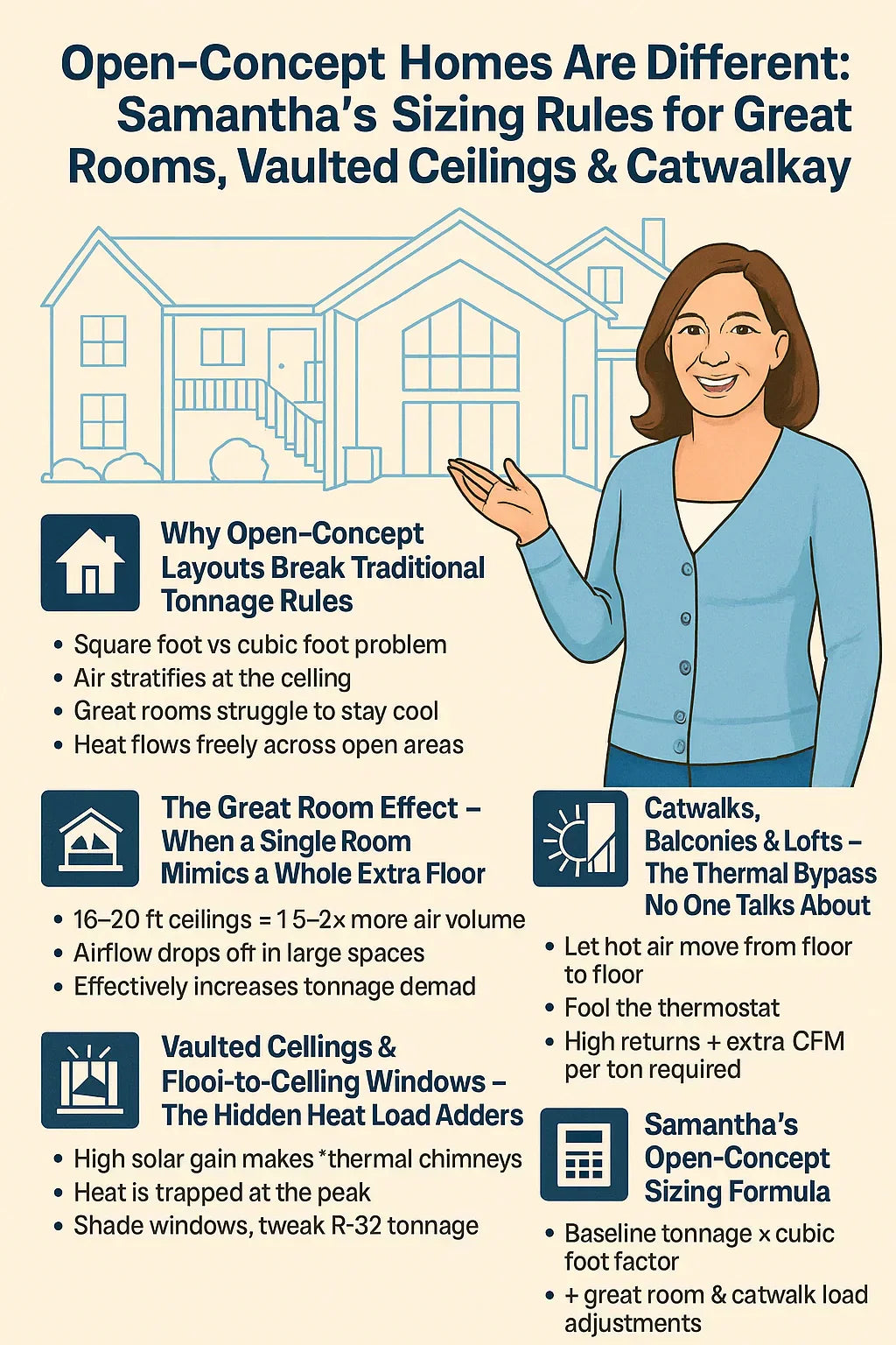 Open-Concept Homes Are Different: Samantha’s Sizing Rules for Great Rooms, Vaulted Ceilings & Catwalk Layouts