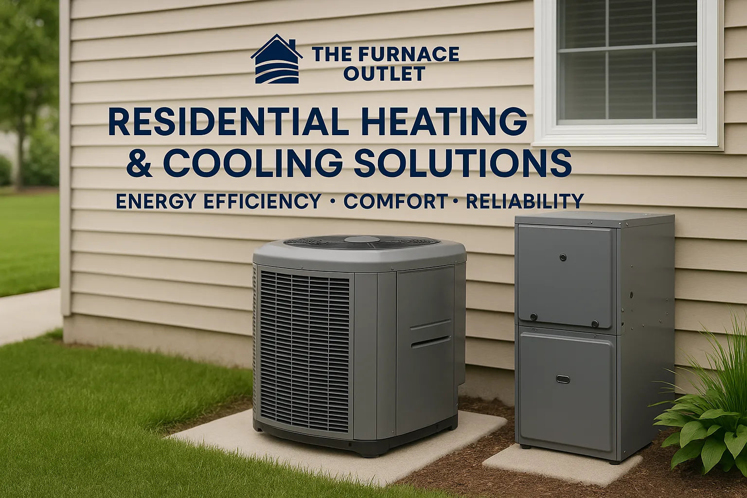Outdoor HVAC units beside a suburban home showcasing residential heating and cooling solutions.