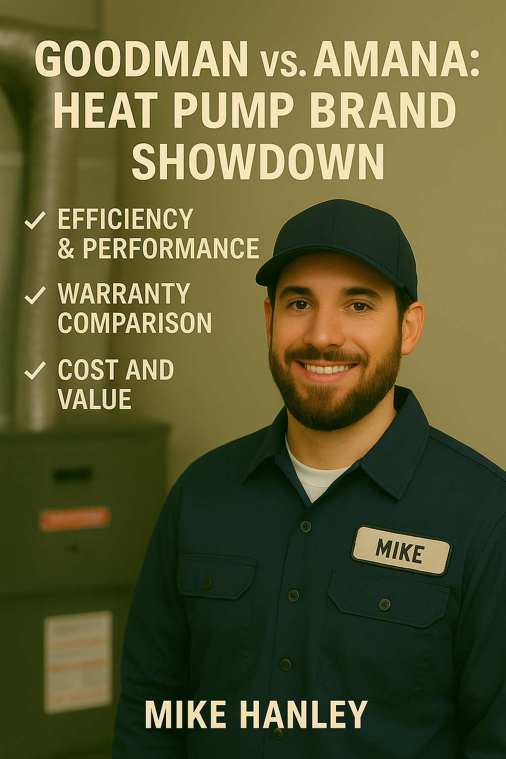 A HVAC engineer in uniform and smiling.