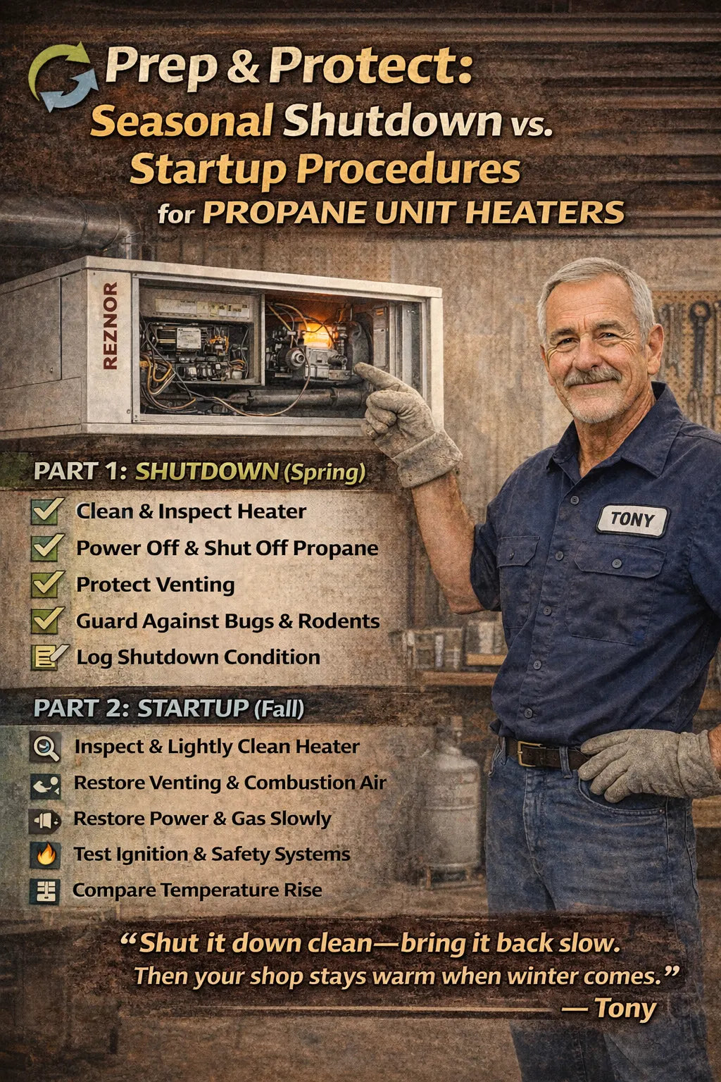 Prep & Protect Seasonal Shutdown vs. Startup Procedures for Propane Unit Heaters