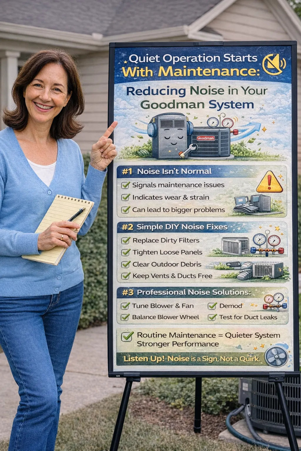 Quiet Operation Starts With Maintenance: Reducing Noise in Your Goodman System