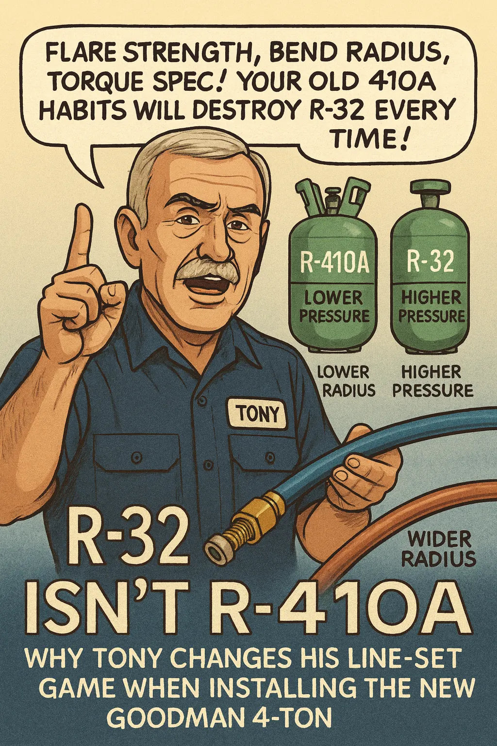 R-32 Isn’t R-410A — Why Tony Changes His Line-Set Game When Installing the New Goodman 4-Ton