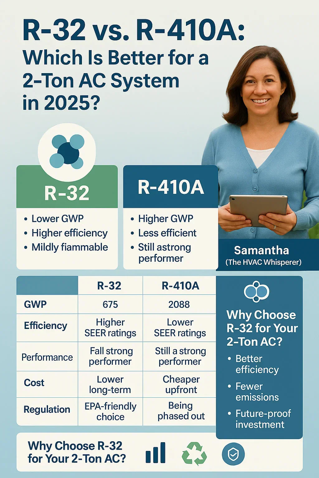 R-32 vs. R-410A: Which Is Better for a 2-Ton AC System in 2025?