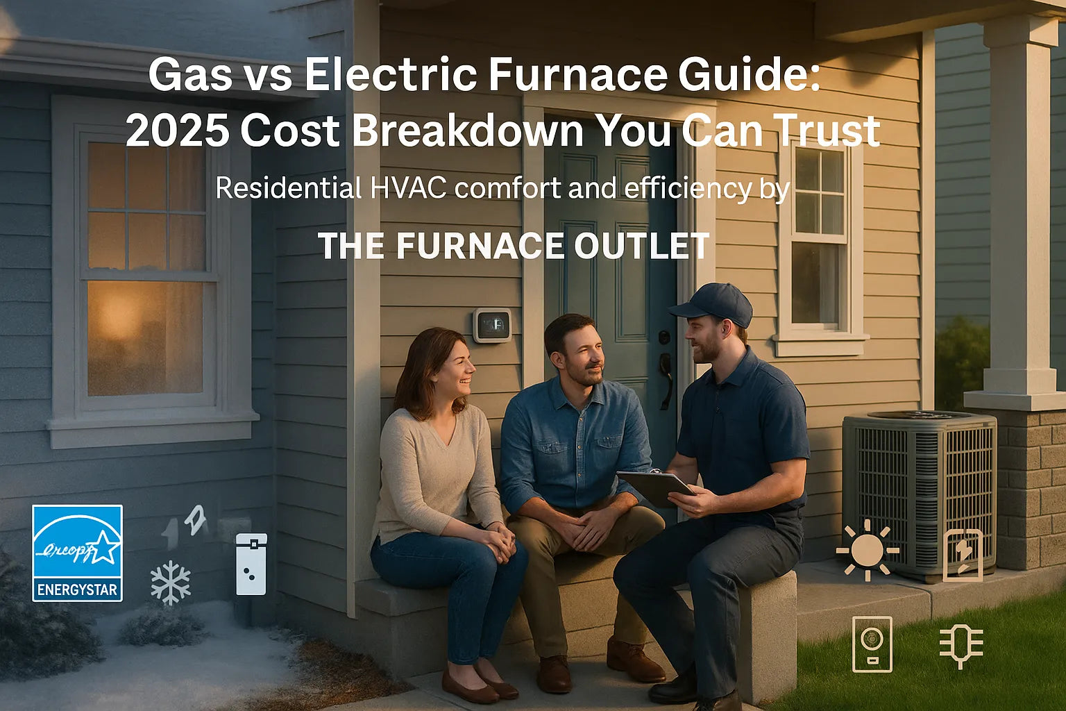 Residential HVAC hero for The Furnace Outlet showing energy-efficient heating and cooling in a real U.S. home.