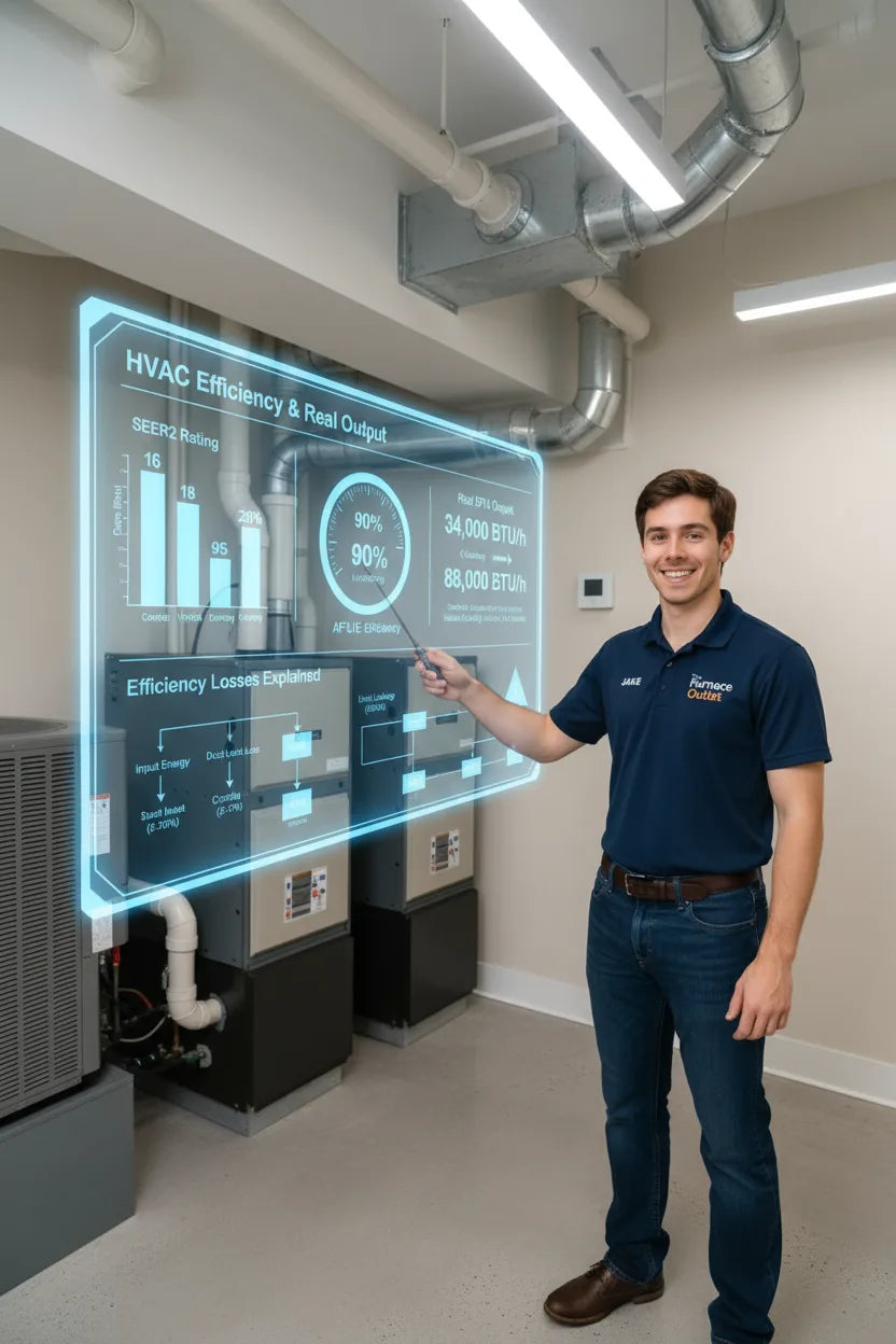 SEER2, AFUE & Reality: How Efficiency Ratings Affect the BTUs You Actually Get