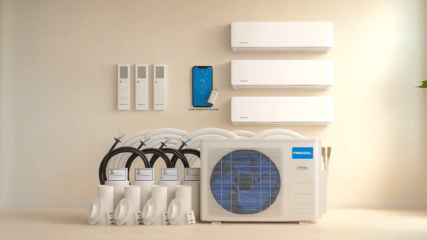 MRCOOL DIY Mini-Split Series 5th Generation 36,000 BTU 3-Zone Wall Mounted 9K+12K+12K Heat Pump System