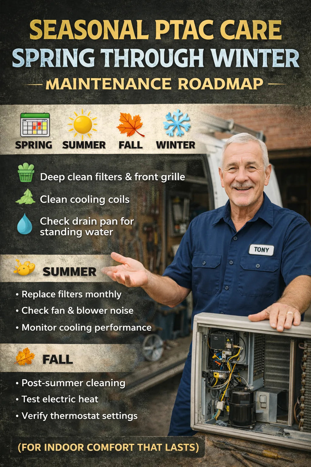 Seasonal PTAC Care Spring Through Winter Maintenance Roadmap