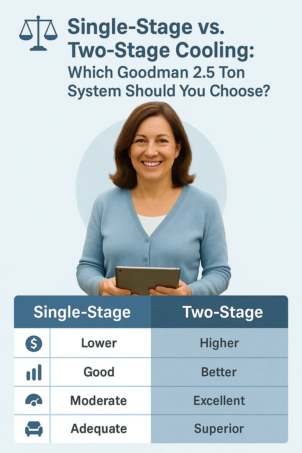 Single-Stage vs. Two-Stage Cooling: Which Goodman 2.5 Ton System Should You Choose?