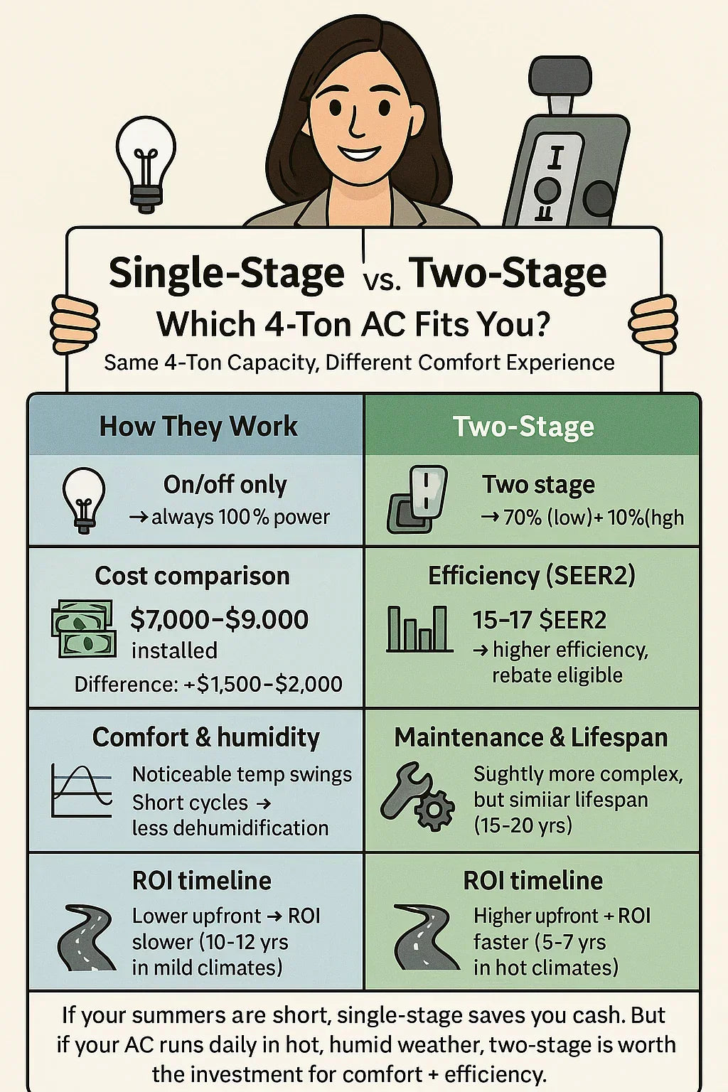 Single-Stage vs. Two-Stage Systems: Does It Matter for Your 4-Ton AC?
