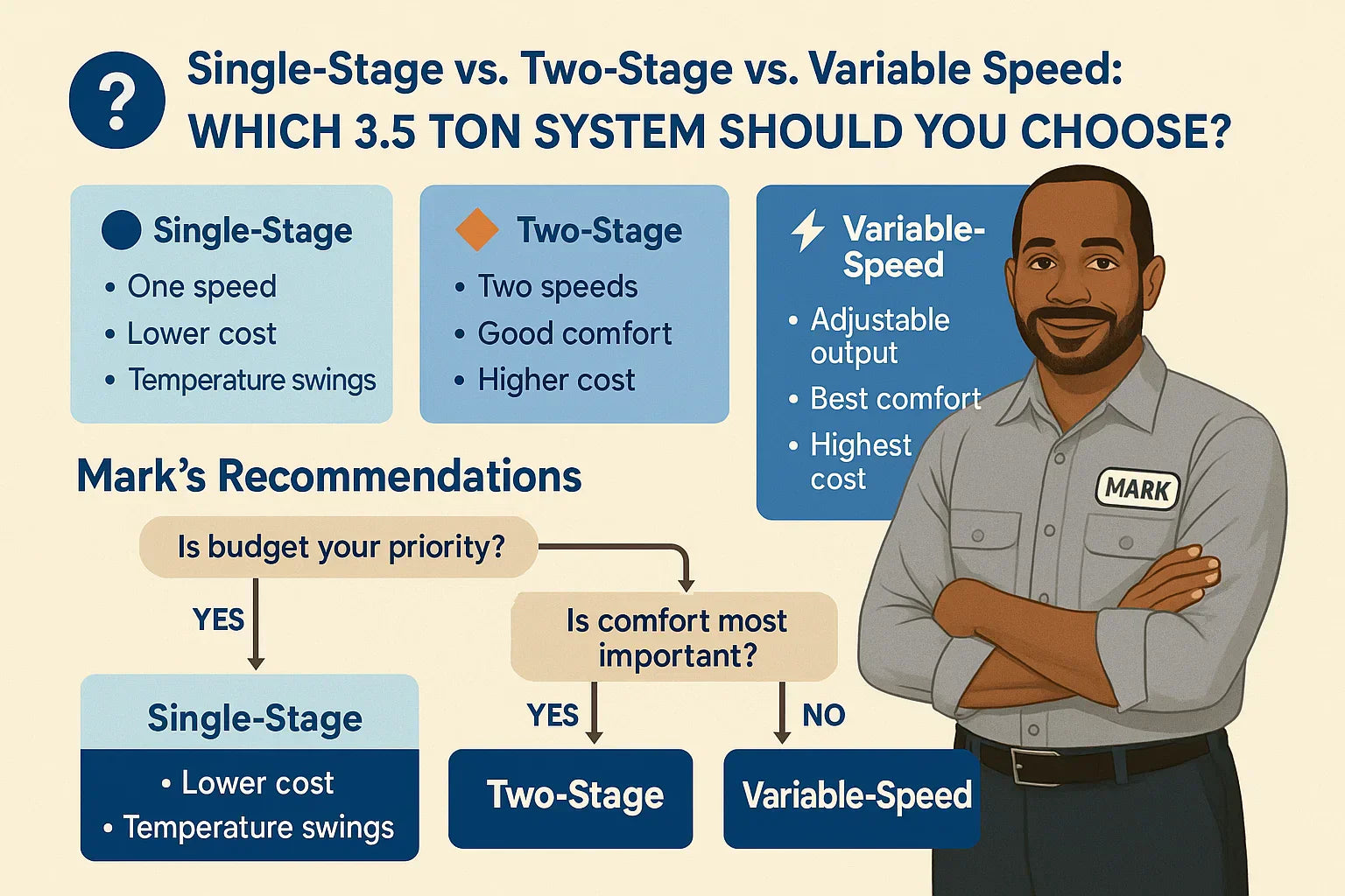 Single-Stage vs. Two-Stage vs. Variable Speed: Which 3.5 Ton System Should You Choose?