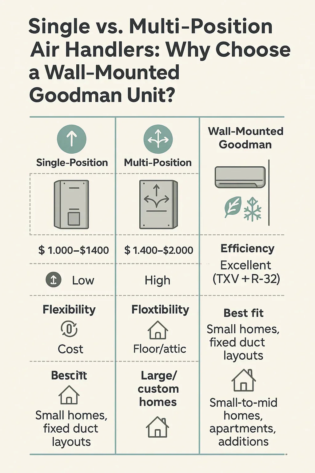 Single vs. Multi-Position Air Handlers Why Choose a Wall-Mounted Goodman Unit