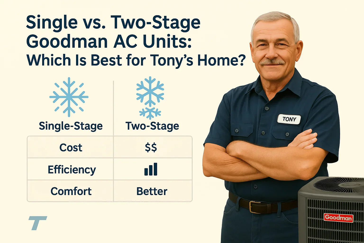 Single vs. Two-Stage Goodman AC Units Which Is Best for Tony’s Home