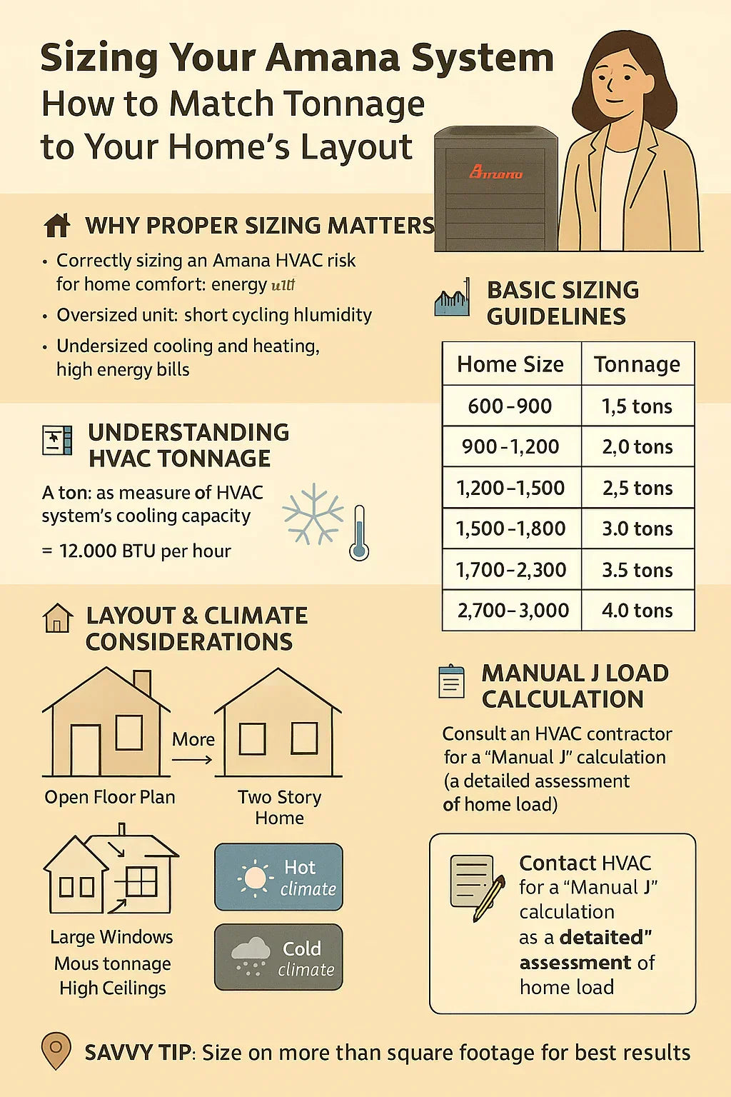 Sizing Your Amana System: How to Match Tonnage to Your Home’s Layout