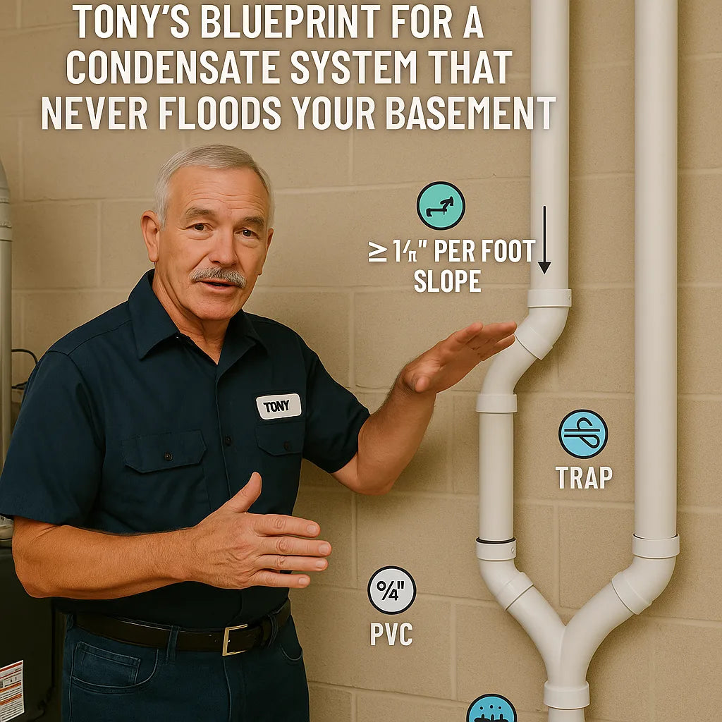 Slope, Pitch, and Drainage: Tony’s Blueprint for a Condensate System That Never Floods Your Basement