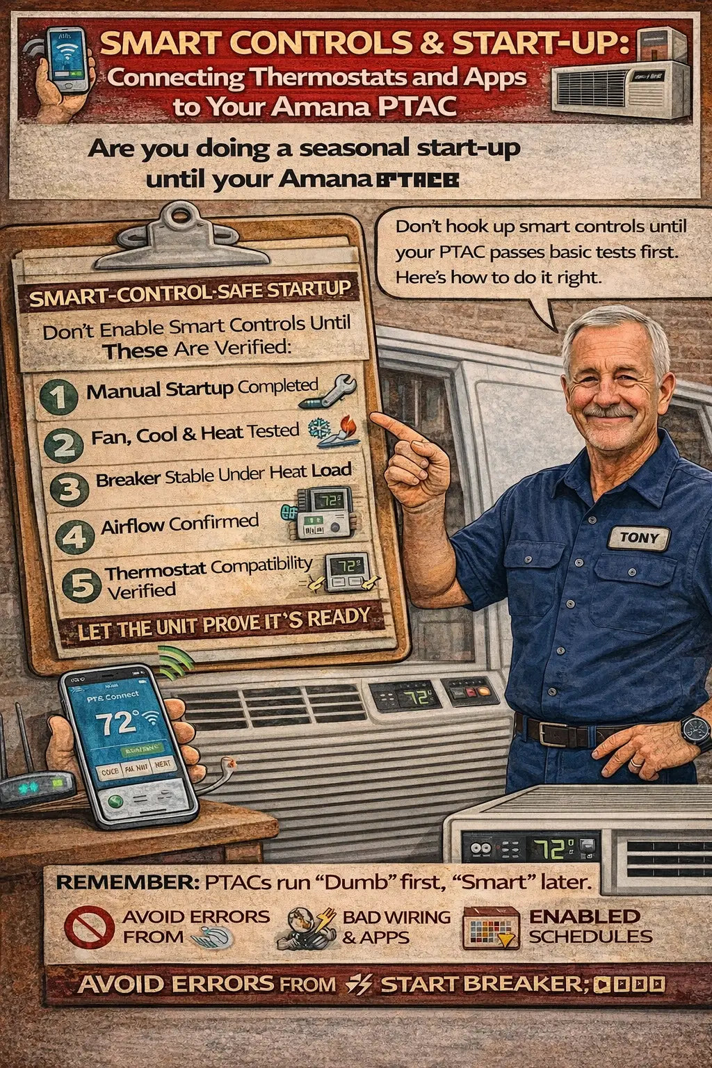 Smart Controls & Start-Up Connecting Thermostats and Apps to Your Amana PTAC