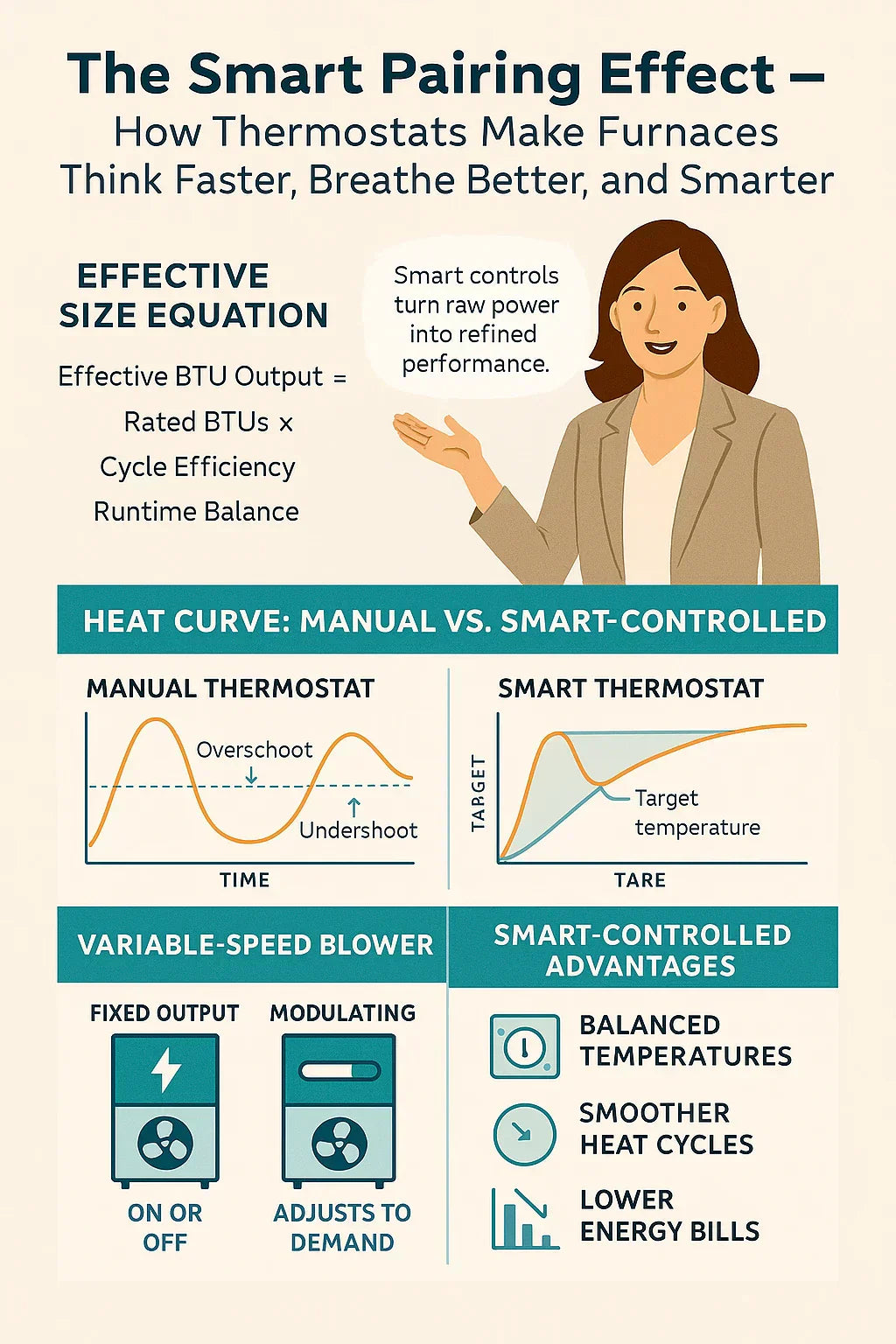 Smart Thermostat Pairing — How Controls Fine-Tune a Furnace’s “Effective Size”