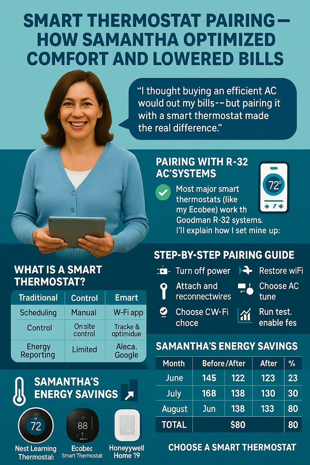 Smart Thermostat Pairing — How Samantha Optimized Comfort and Lowered Bills