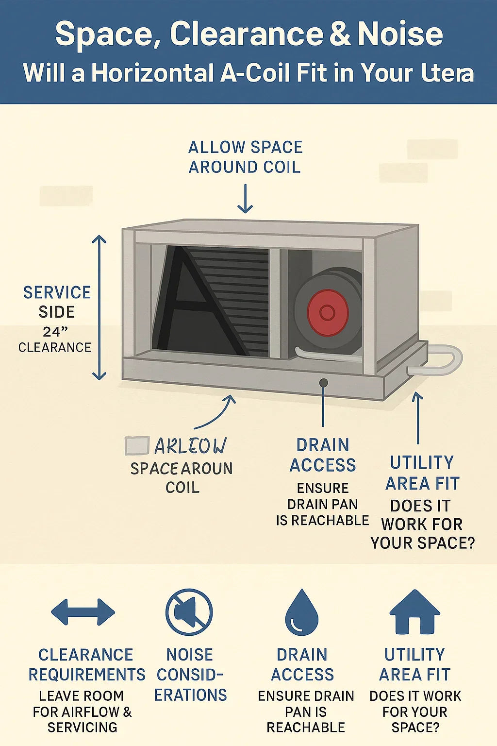Space, Clearance & Noise Will a Horizontal A-Coil Fit in Your Utility Area