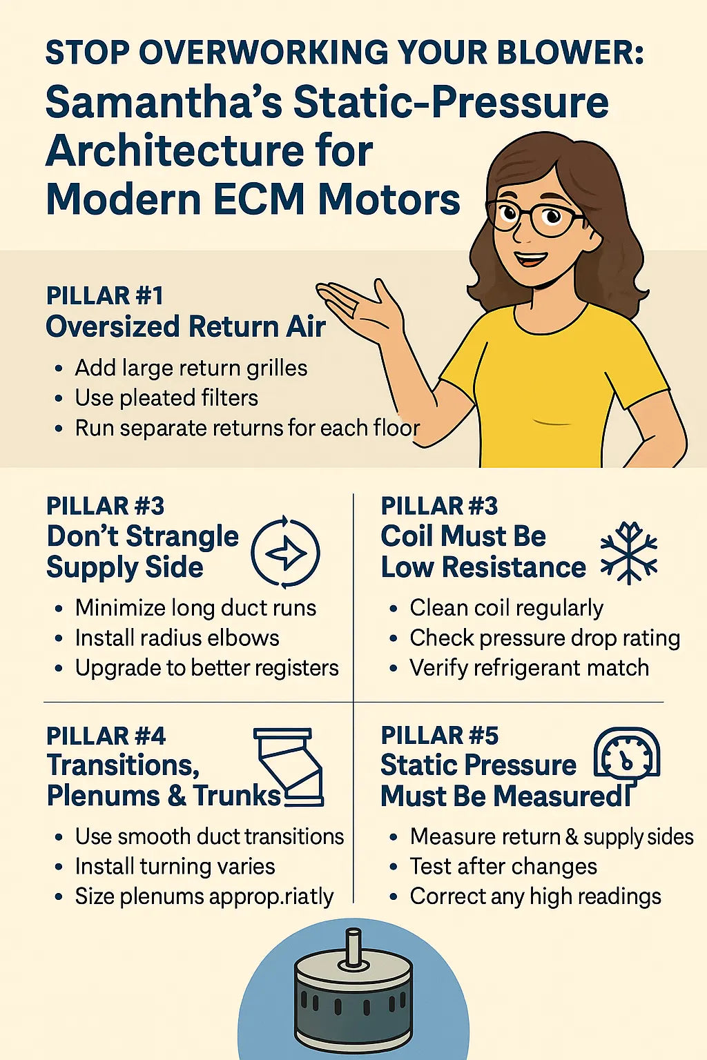 Stop Overworking Your Blower: Samantha’s Static-Pressure Architecture for Modern ECM Motors