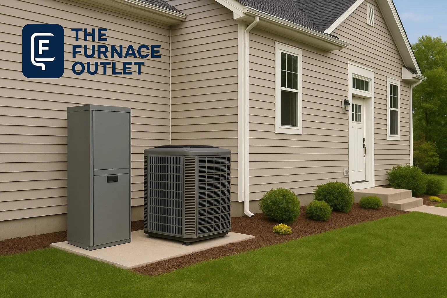 Outdoor HVAC units beside a beige home represent energy-efficient cooling for hot, humid climates.