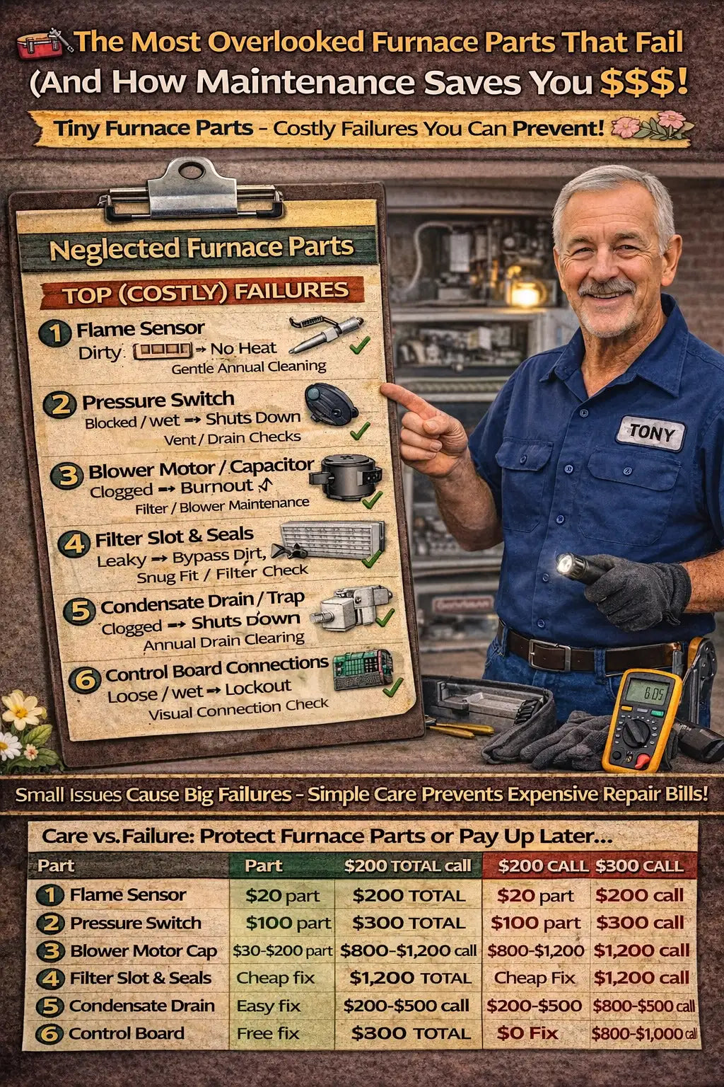 The Most Overlooked Furnace Parts That Fail (And How Maintenance Saves You $$$)